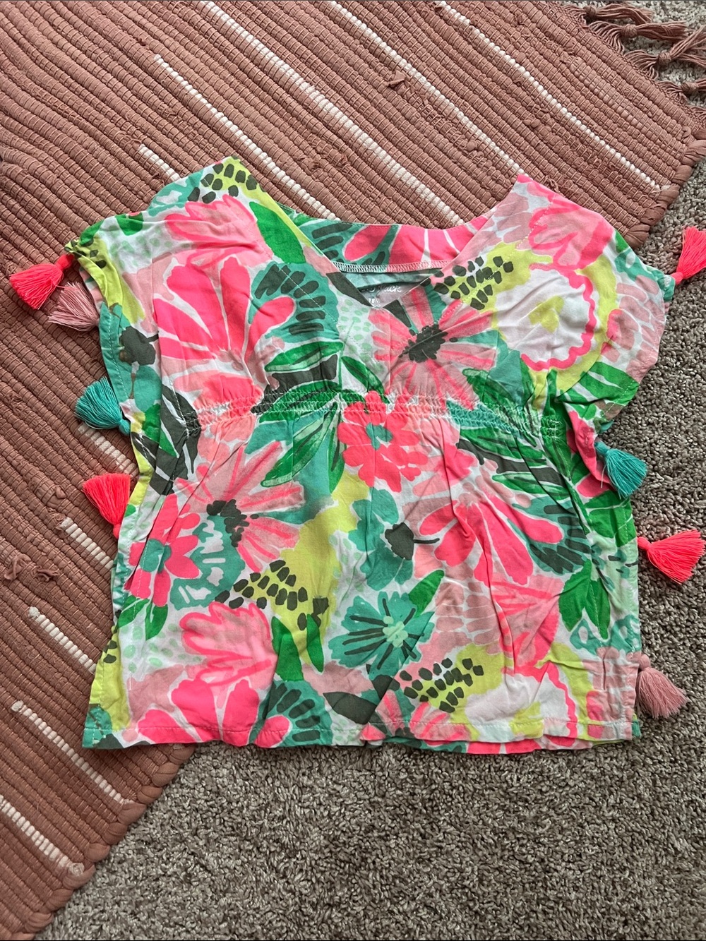 Cat & Jack Floral Pink Green Swim Coverup